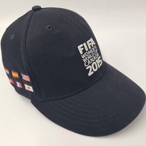 FIFA Womens World Cup Hat Fitted (Seems M-L) Black Canada 2015 Soccer All Flags